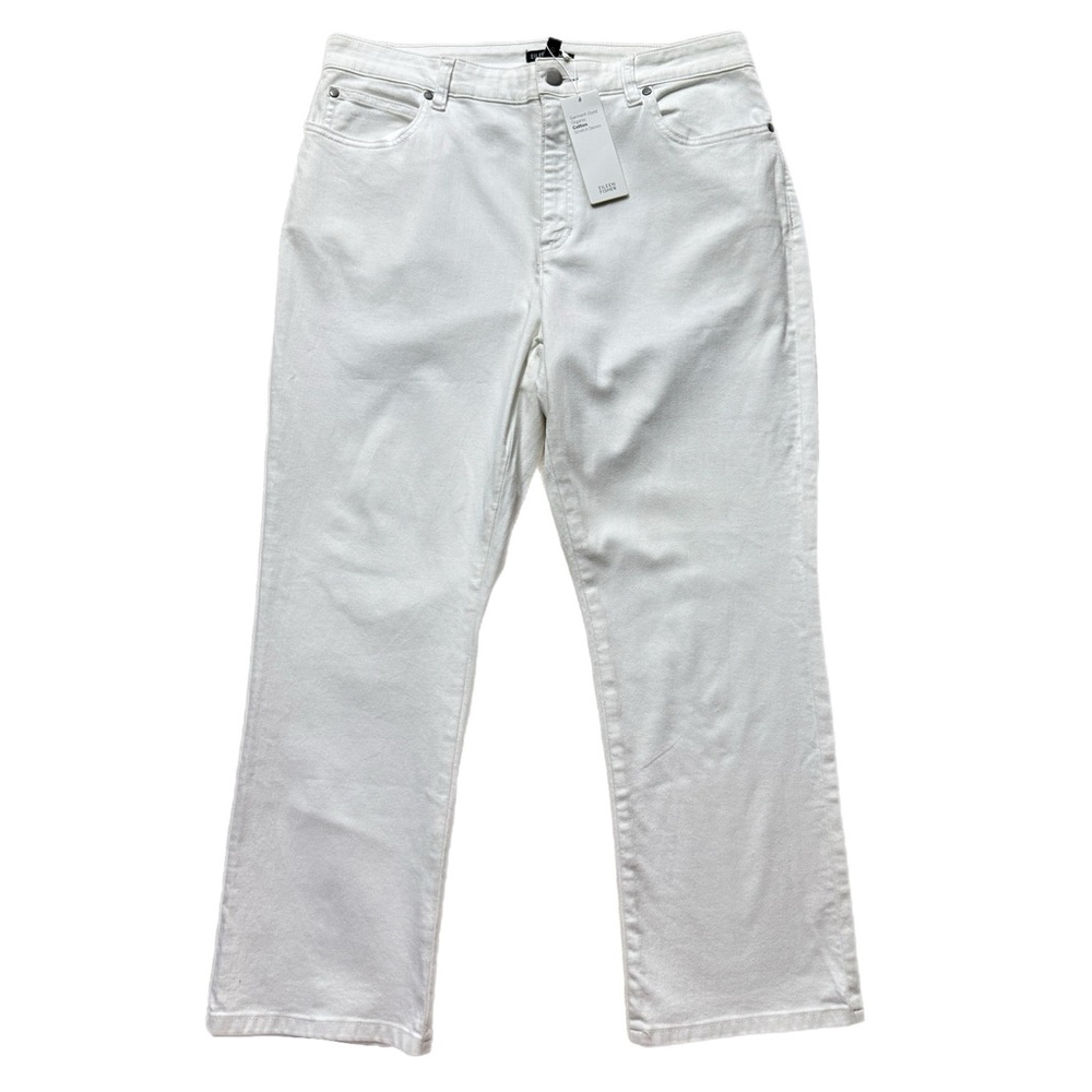 NEW Eileen Fisher White Organic Cotton Stretch Bootcut Crop Jeans 12
